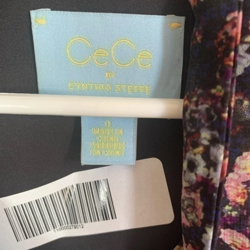 Cece Floral Long Sleeve Neck Tie Dress Size
